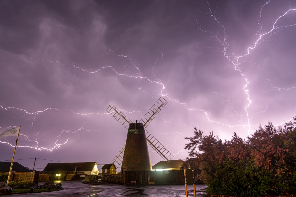 Dramatic skies were also seen over Medmerry Mill in Selsey, West Sussex