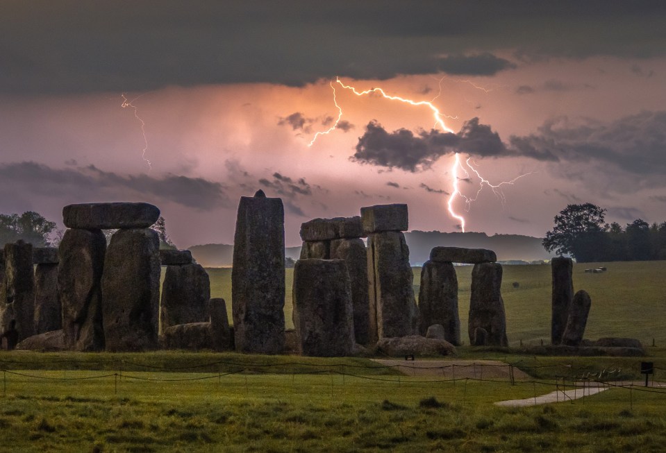 Lightning struck over Stonehenge in Wiltshire earlier this week