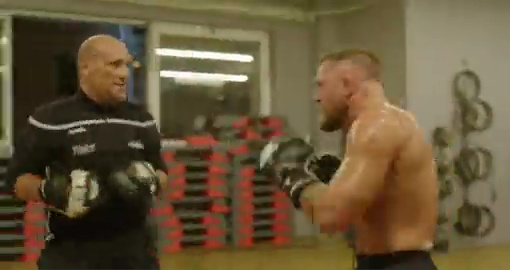 Conor McGregor looked fit and powerful as he hit the pads in Cannes