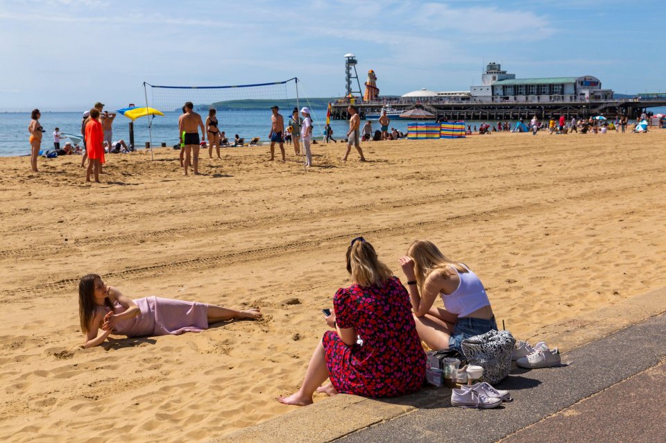 Sunseekers flocked to Bournemouth beach yesterday