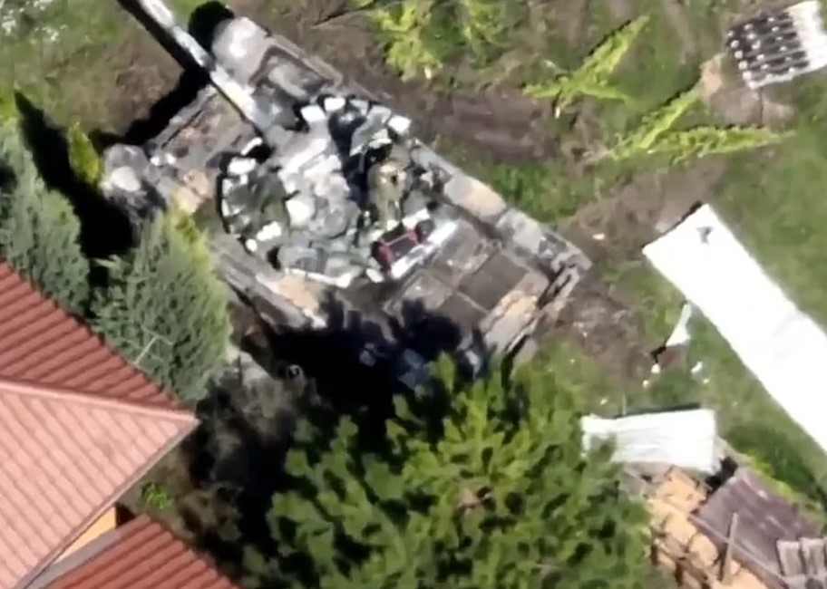 Russian tanks tried to hide in back gardens but they were spotted by Ukrainian drones