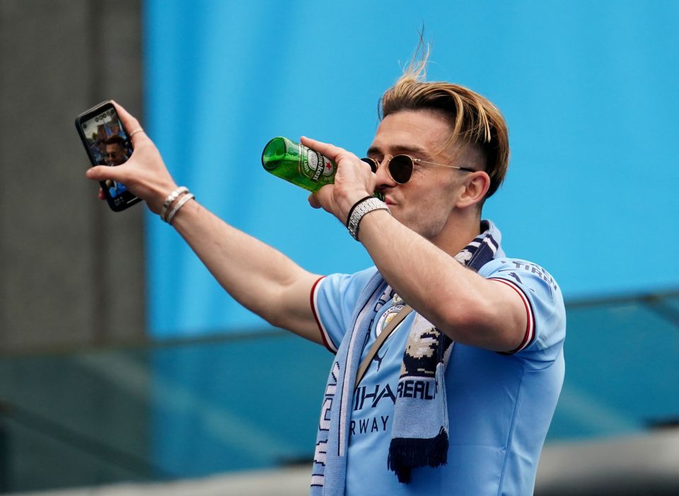 Grealish was spotted drinking beers during Man City's title celebrations on Monday