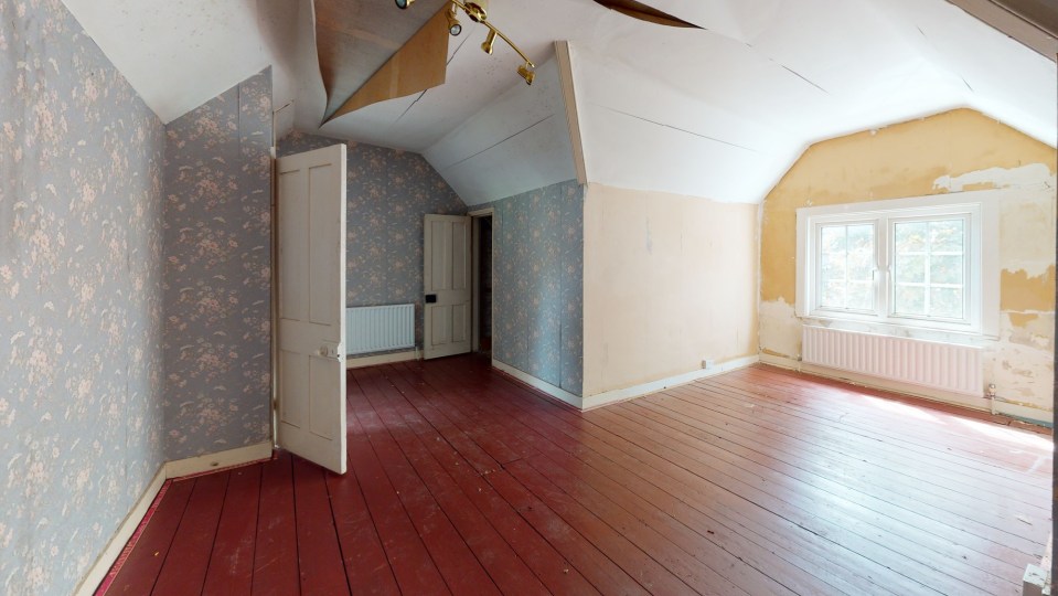 One bedroom has plaster hanging from the ceiling