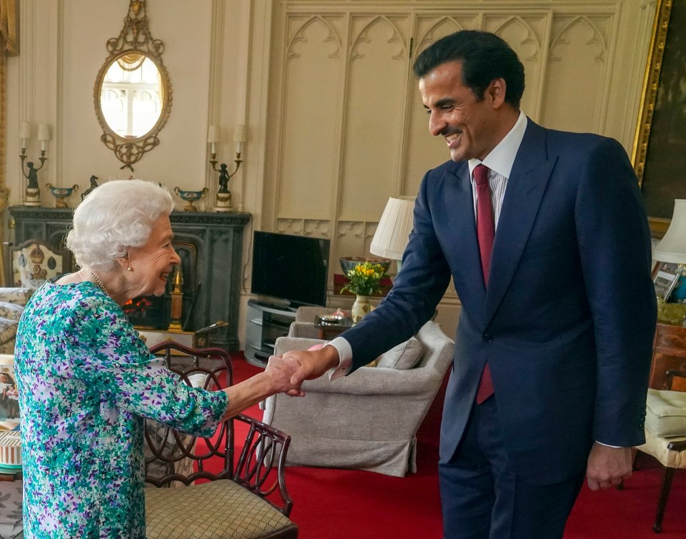 Queen Elizabeth II meets with the Emir of Qatar, Sheikh Tamim bin Hamad Al Thani at Windsor Castle