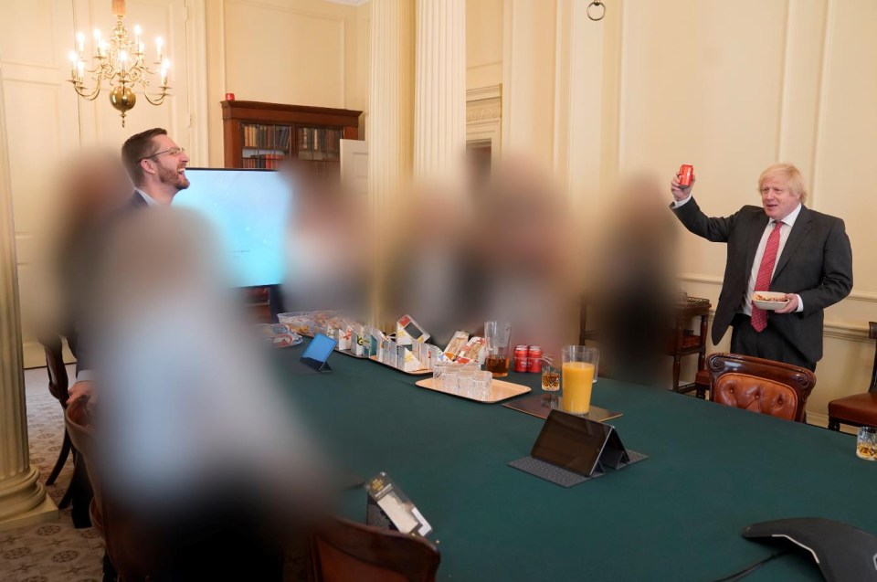 Boris Johnson holds a can of beer on his birthday in the Cabinet Office