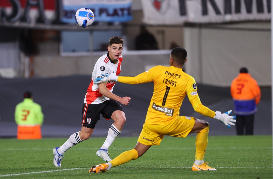 Julian Alvarez scored six goals for River Plate in their 8-1 win against Allianza Lima on Wednesday