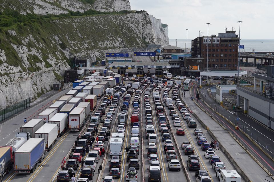 Brits waited in line for up to three hours to board a ferry at Dover