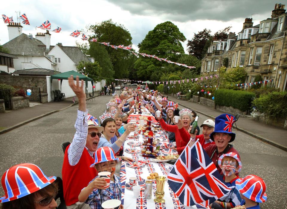 Residents of Murrayfield Drive in Edinburgh sit down to a Jubilee street party in 2012