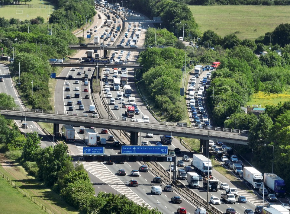 The M25 in Surrey was crowded