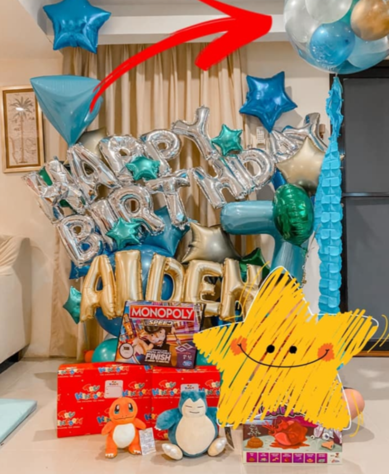 The mum bought this epic balloon display for her son's seventh birthday