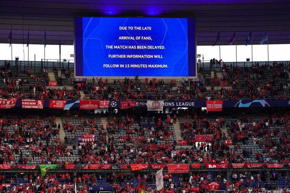 Uefa announced kick-off was delayed with hundreds of fans stuck outside