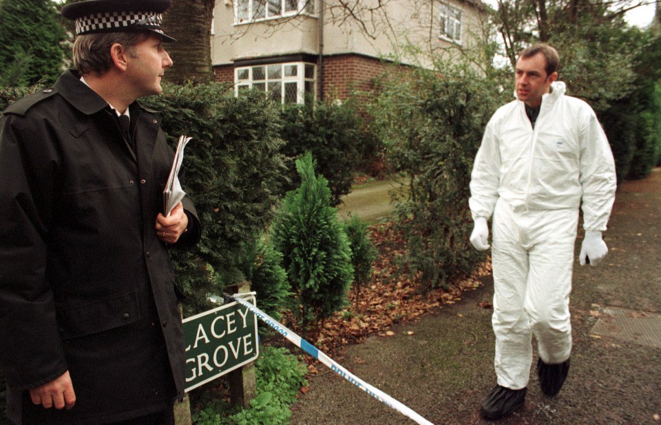 Police and forensics outside the home where the Wards were found dead