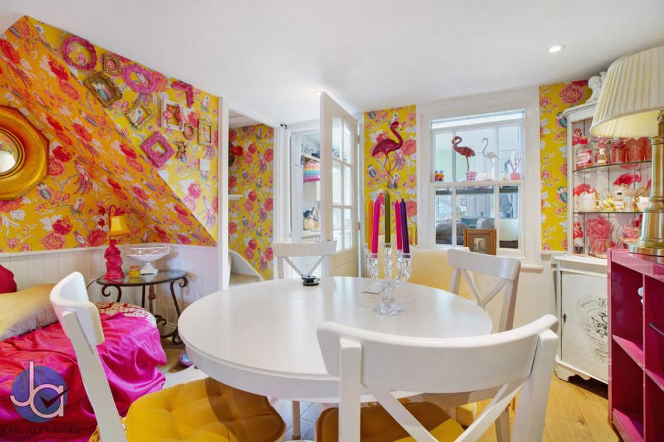 The two bed property in Tollesbury boasts a colourful and quirky decor