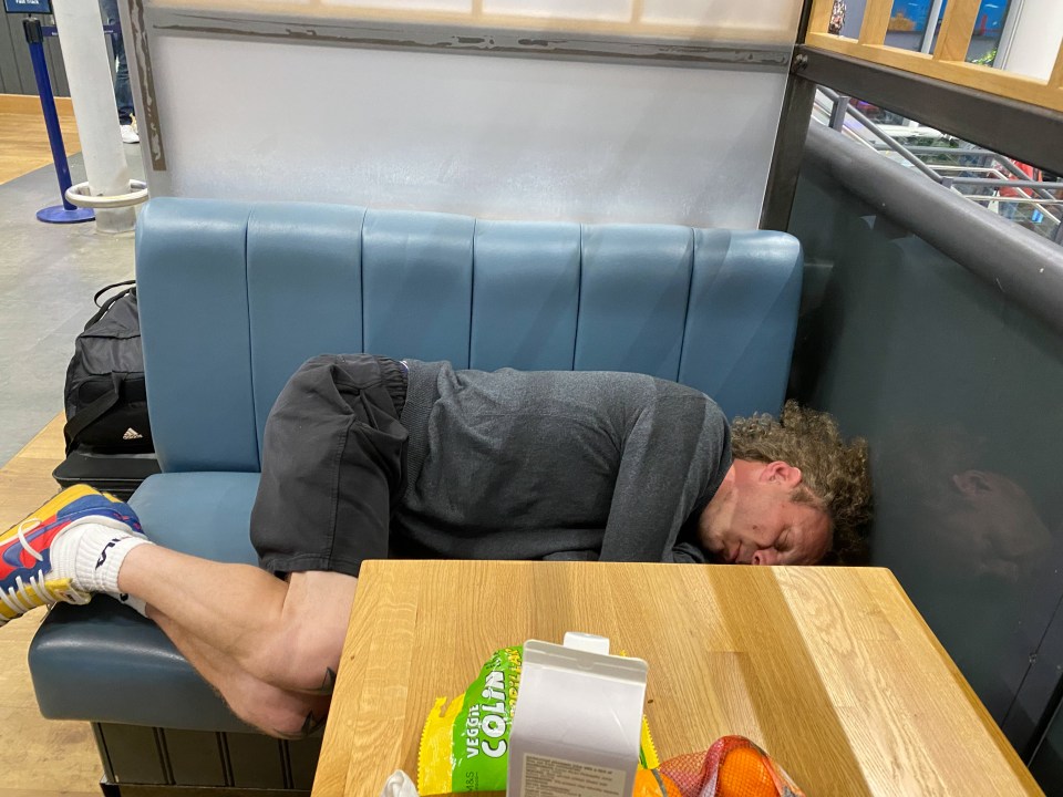 Passengers were forced to sleep wherever they could at Bristol Airport last night