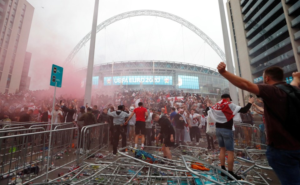 There was also violence with security barriers tore down