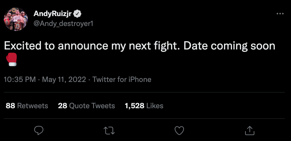 But he's teased an imminent fight announcement