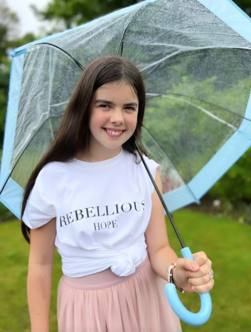 Deborah's daughter Eloise, 12, in the tee