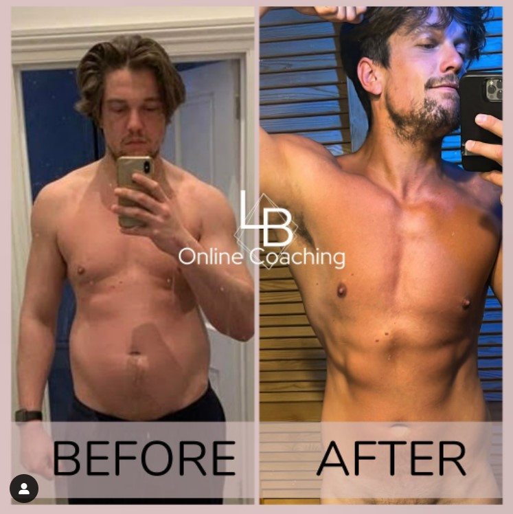 Lewis showed off an incredible body transformation after becoming a fat loss coach