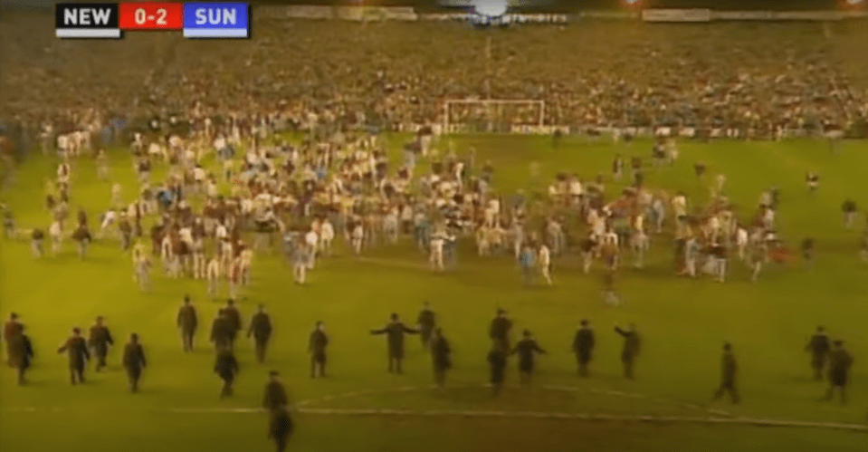 Newcastle fans poured onto the St. James' Park to get a derby match abandoned