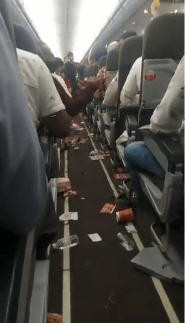 Footage from the aftermath of the turbulence shows the damage