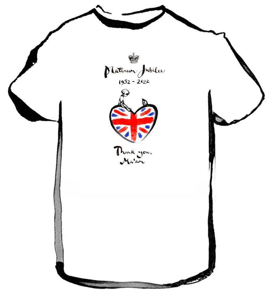 A special Platinum Jubilee T-shirt designed by artist Charlie Macksey goes on sale next week