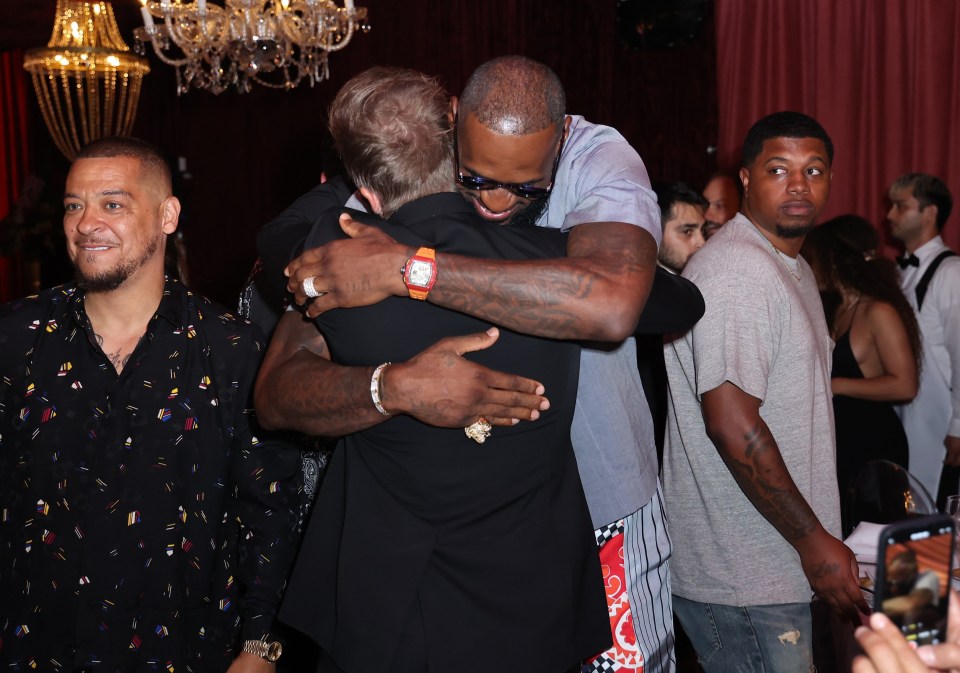 Becks and LeBron shared a hug at the Miami Beach shindig