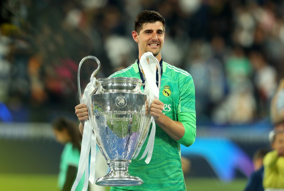 Thibaut Courtois with the Champions League trophy