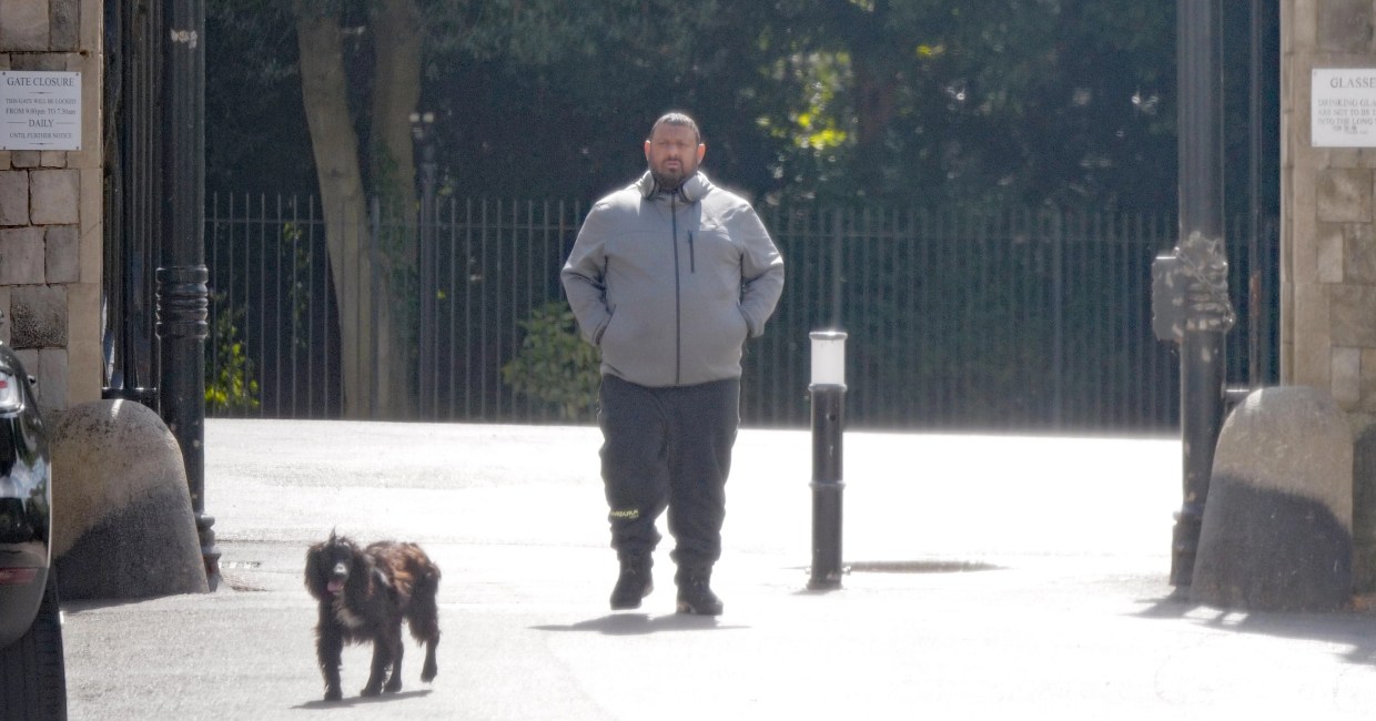 Naz enjoys taking his pooch for strolls around the regal town