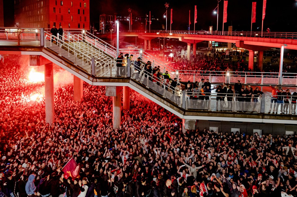 The title winning celebrations were crazy with Ajax fans signing and bouncing with flares lit