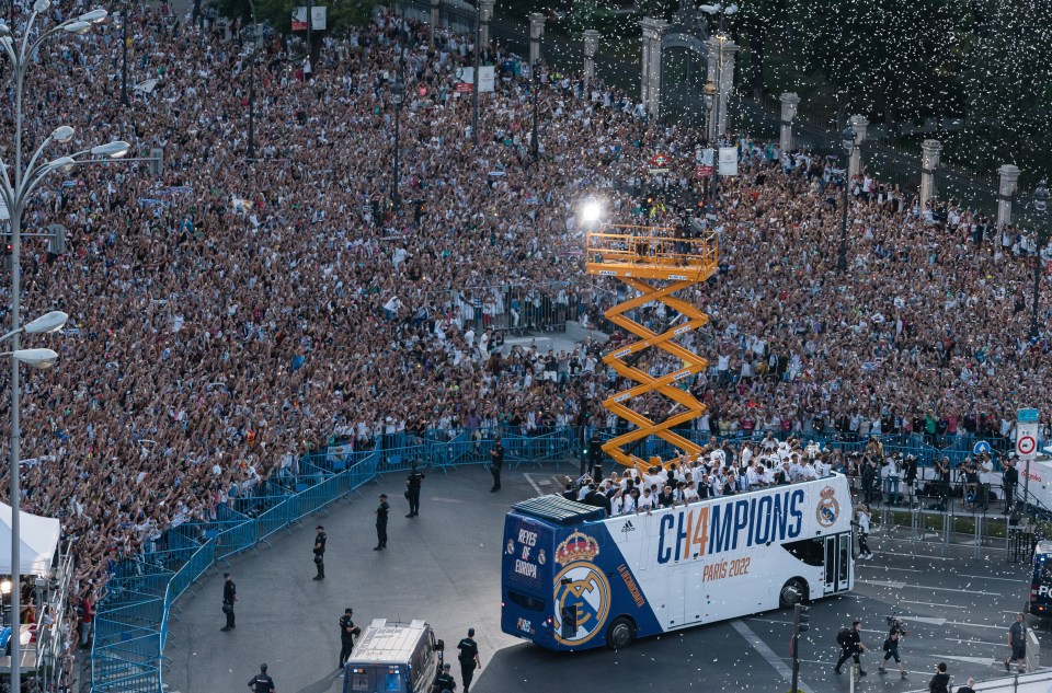 Thousands of fans lined the streets as Real Madrid paraded their 14th European crown