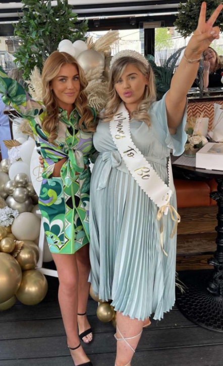 Abbie and Georgia posed together at her baby shower