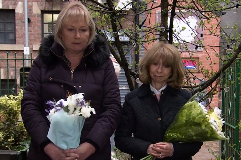 Coronation Street's Eileen and Gail laid flowers at a memorial garden for the Manchester bombing victims