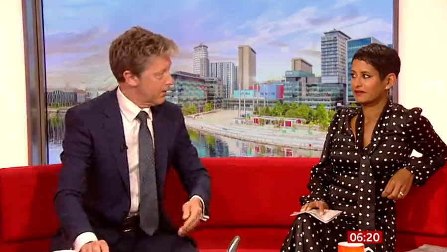 Naga Munchetty took a swipe at 'annoying' Charlie Stayt on today's BBC Breakfast