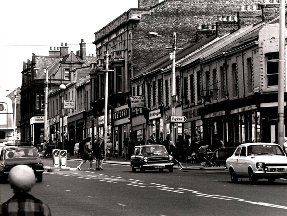 Shields Road, in Byker, pictured when it was a bustling high street in the Seventies