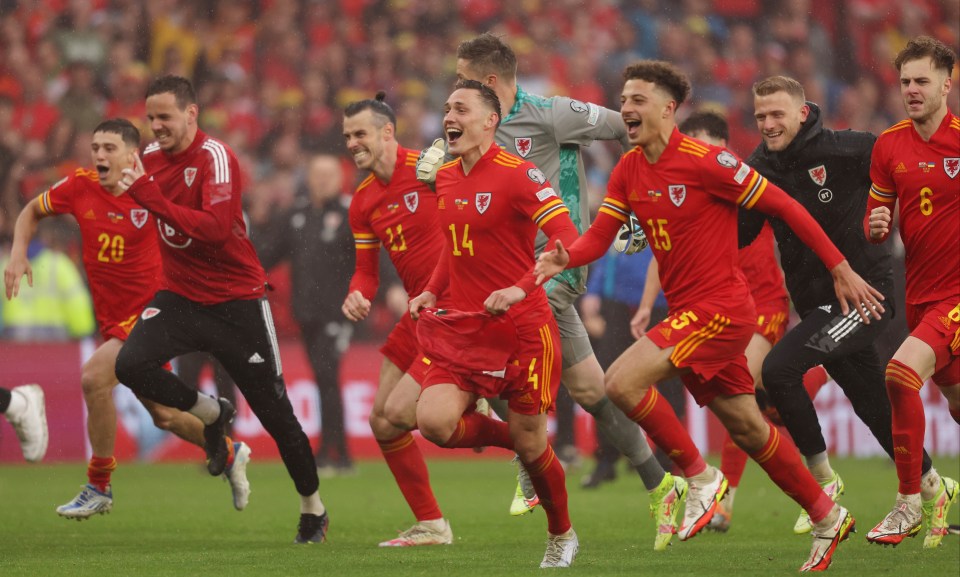 The Wales players were jubilant at full time