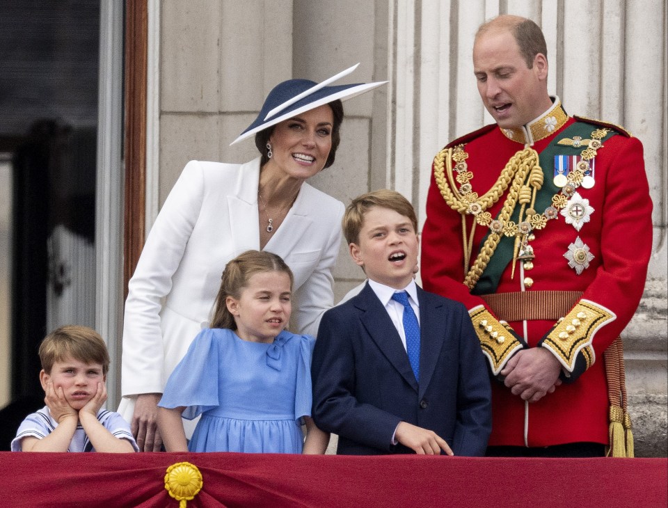 Kate, who wore a white dress and hat, could be seen speaking to her family about the awe-inspiring air show