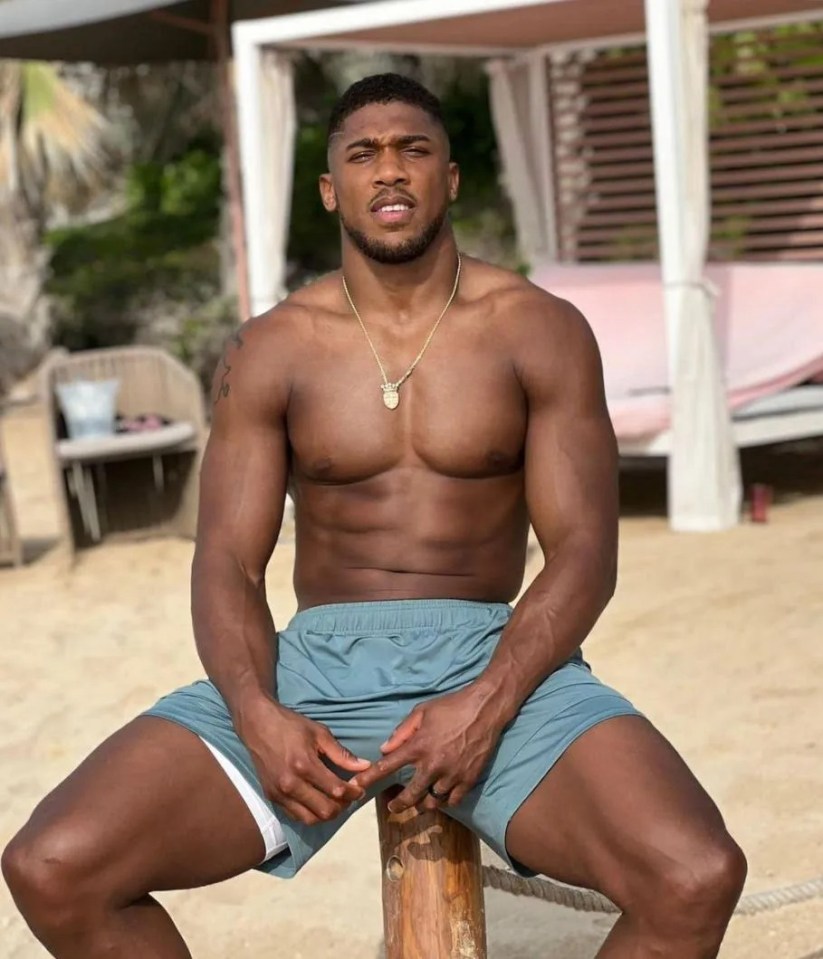 Anthony Joshua pictured on a recent holiday ahead of his fight camp