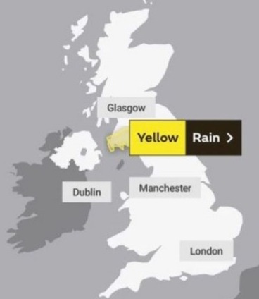 A Yellow warning means that you should plan ahead thinking about possible travel delays