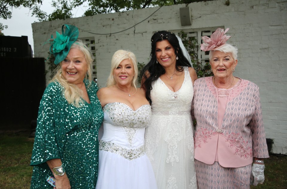 The newlyweds posed for photos with their family