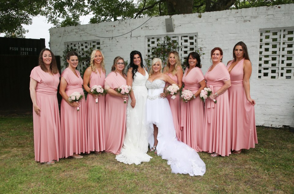 The bridesmaids looked stunning in pink gowns