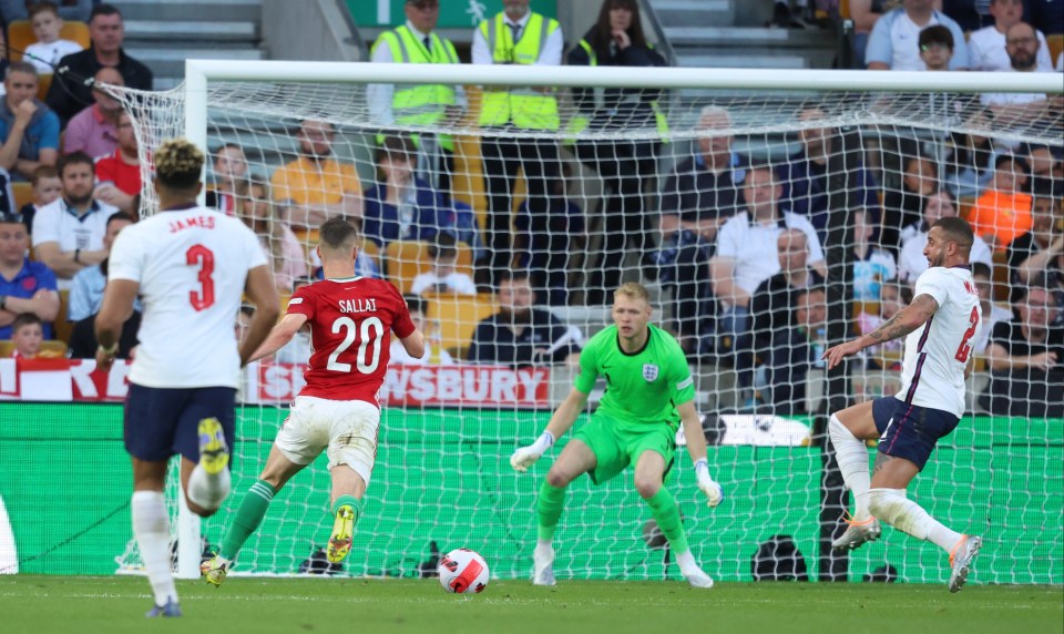 Roland Sallai doubles his and Hungary's tally against the shell-shocked Three Lions