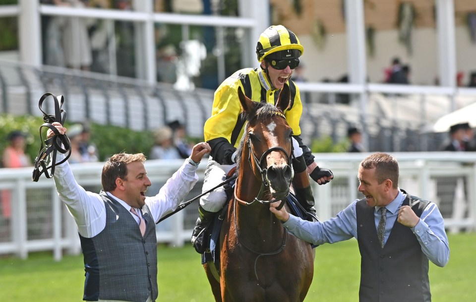 David Egan celebrates as the photo finish result is announced