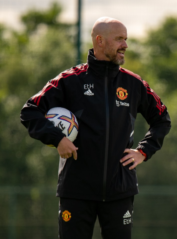 Ten Hag greeted cameras as he walked out onto the training pitches