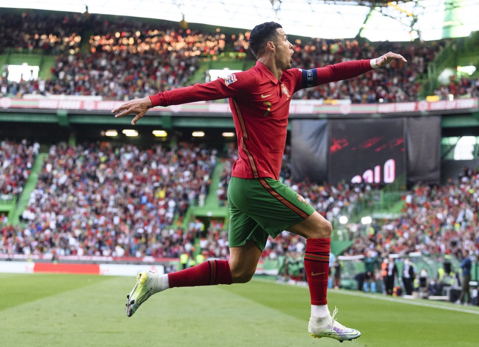 Ronaldo couldn't be at the bash as he was in Lisbon with the Portugal team, scoring four goals as they beat Switzerland 4-0 - and performing his iconic celebration