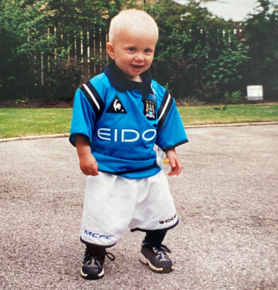 Erling Haaland has shared snaps of himself as a kid wearing Man City’s kit