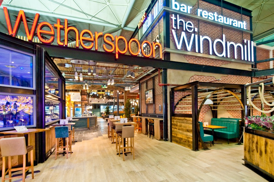 Passengers had to queue for up to 45 minutes to sit down at the Wetherspoons at London Stansted Airport