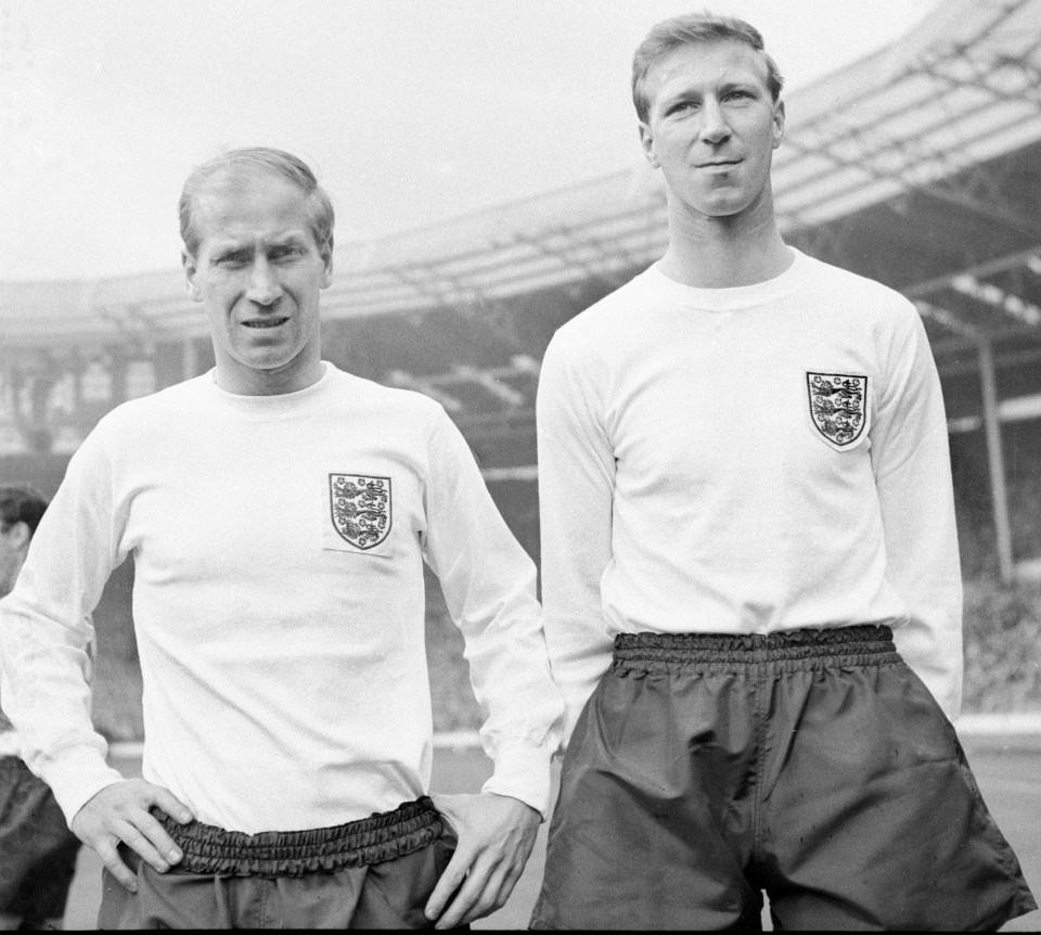 Sir Bobby Charlton, left, remains arguably England's greatest ever player - and also features in the top scorers list