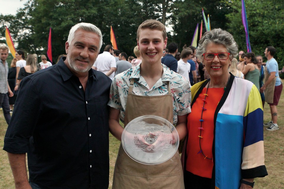 The talented baker with Paul Hollywood and Prue Leith