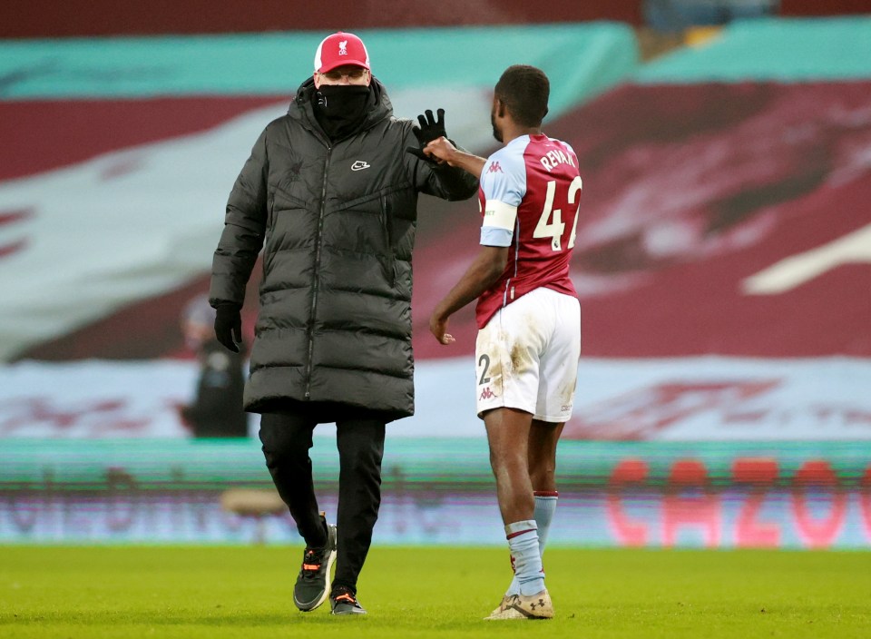 Dominic Revan is greeted by Jurgen Klopp