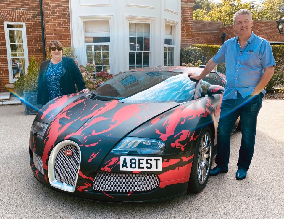 Self made millionaire Alfie Best with his Bugatti